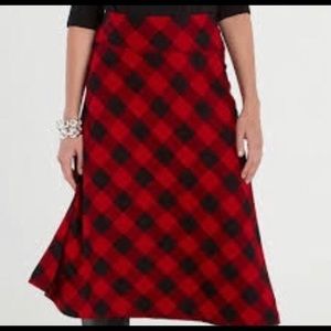 Chaps by Ralph Lauren women's red and black plaid1 00% cotton maxi skirt size S